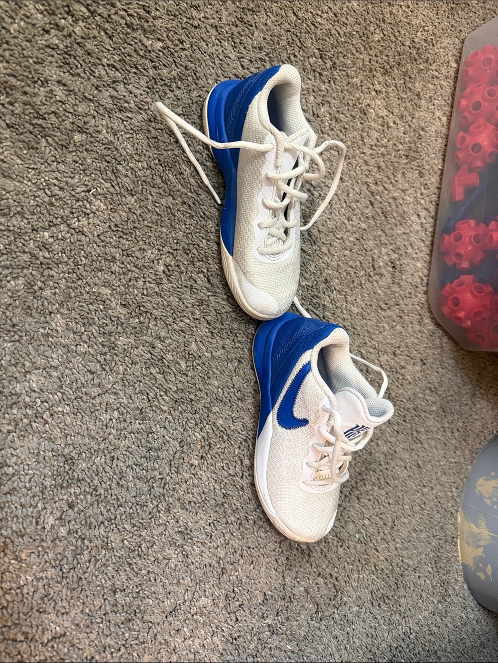 Nike Kids size 13 Basketball White and Royal Blue Lightweight Sneakers